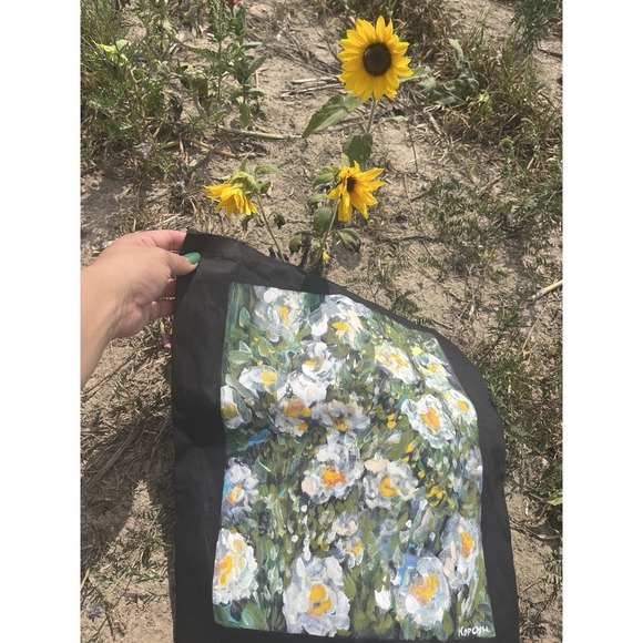 Tote Bag For Shopping Hand Painted floral design - Picture 11 of 11